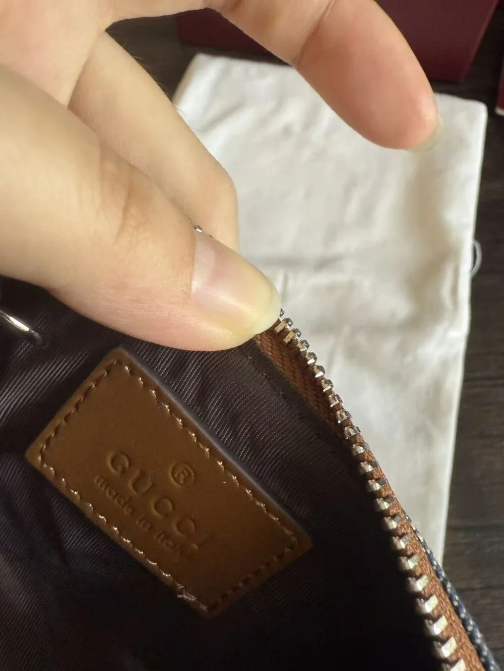 Gucci Denim GG Monogram Selleria Key Case Blue